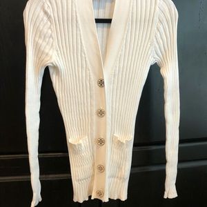 Tory Burch White Cardigan/Sweater Sz Small